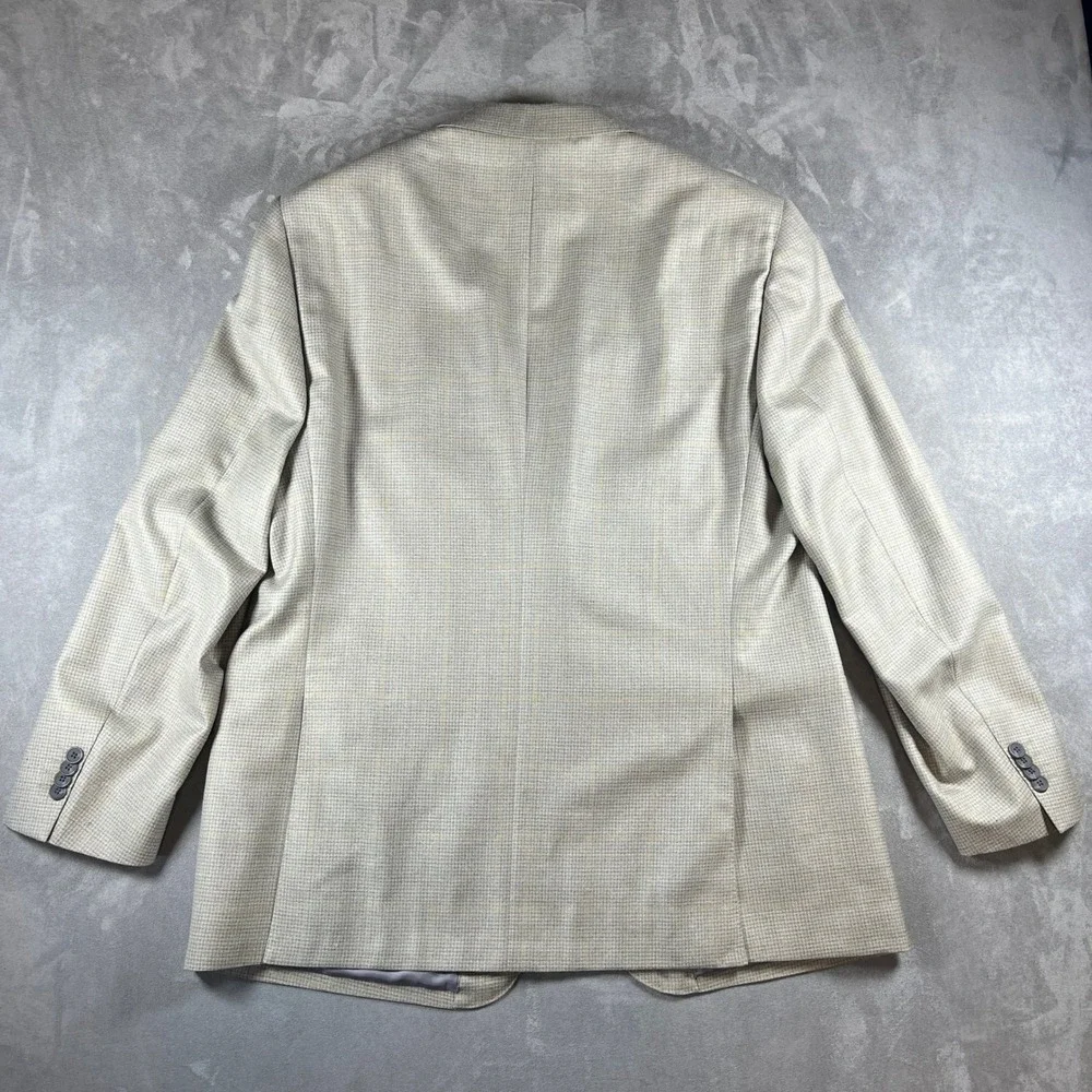 Paul Betenly Blazer Mens 44R Gray Plaid Wool Linen Lanificio Filarte Sport Coat